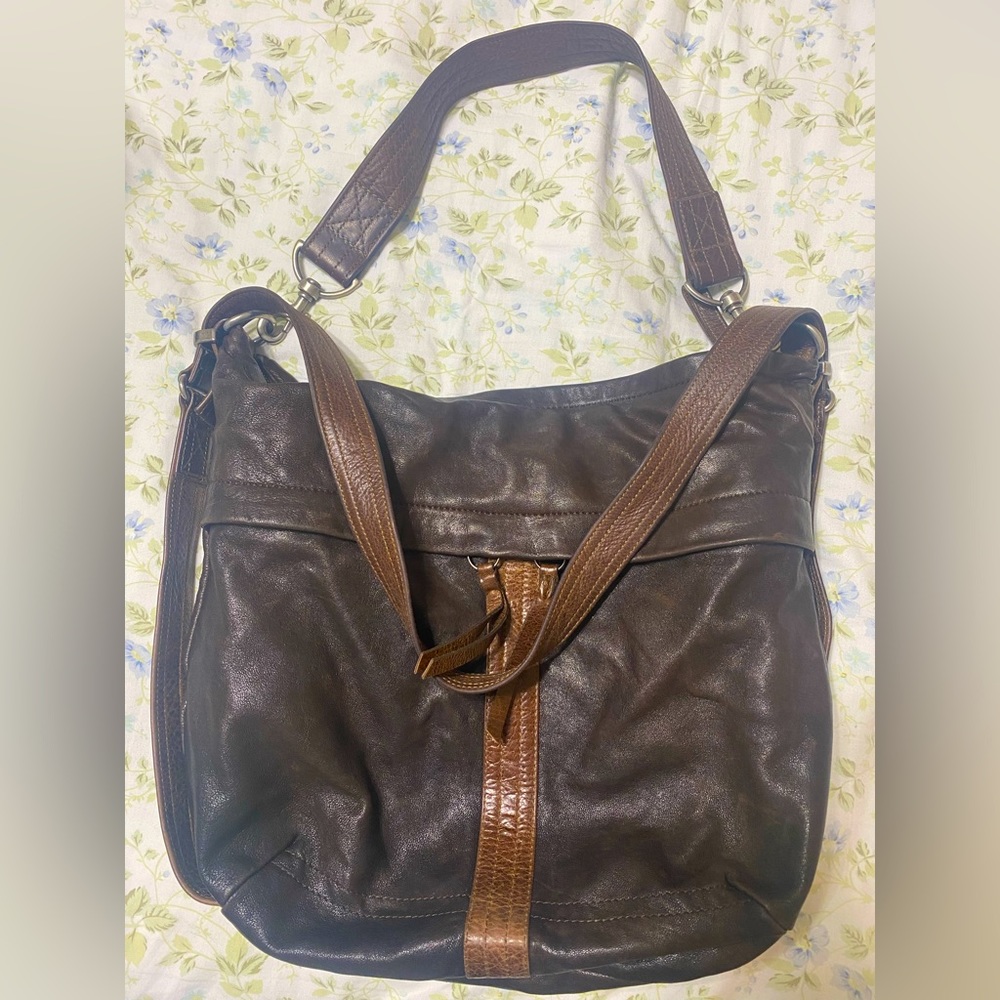 Shoulder leather hobo bag ROUGH AND TUMBLE convertible crossbody and bac…